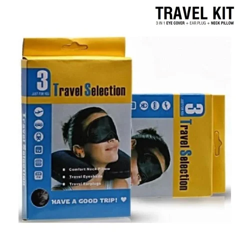 3 in 1 Combo Travel Kit,3 in 1 Travel Selection Comfort Neck Pillow, Travel Eye Shade Mask, Ear Plugs
